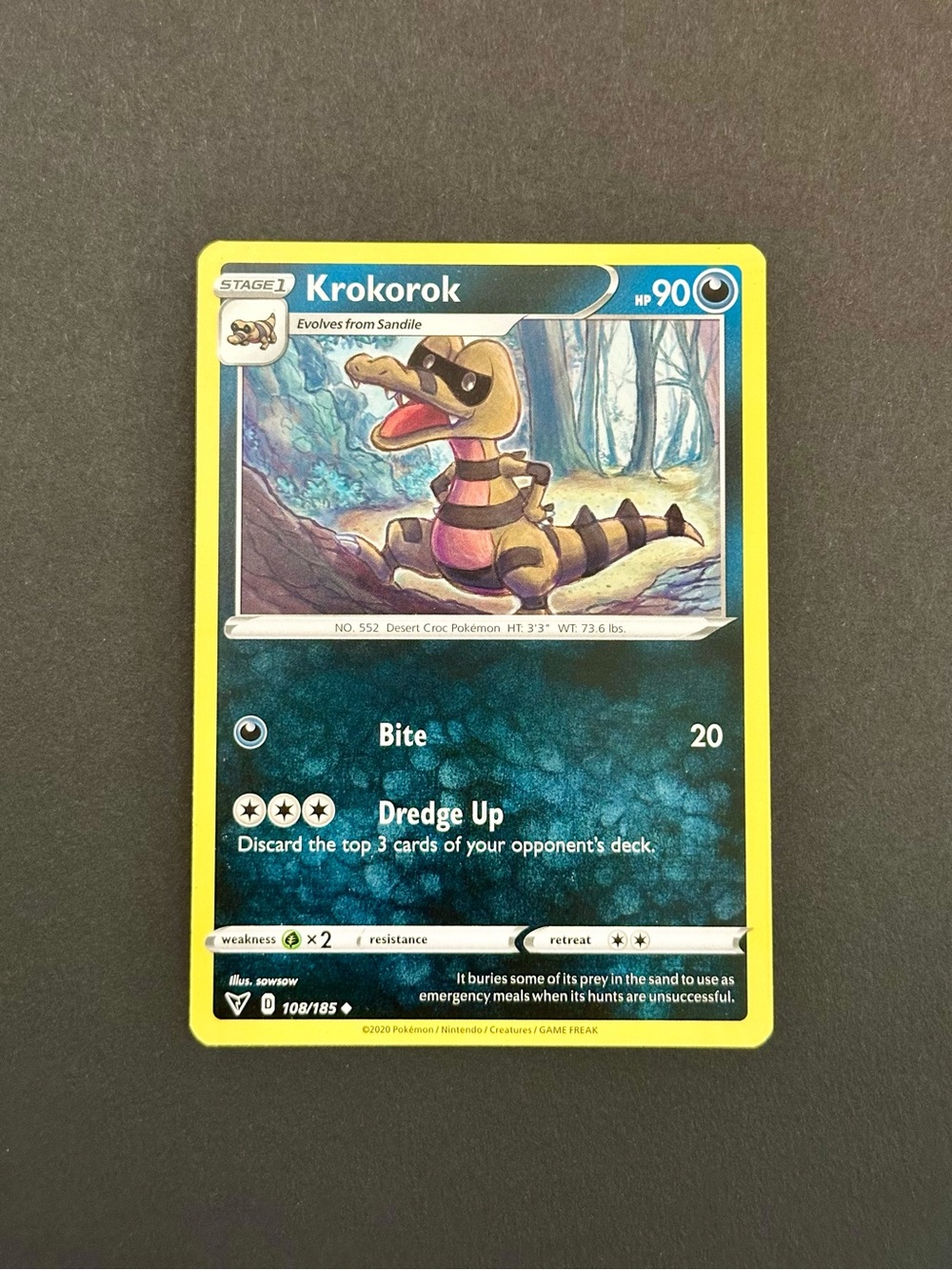 Krokorok Pokémon Card - 108/185 Vivid Voltage